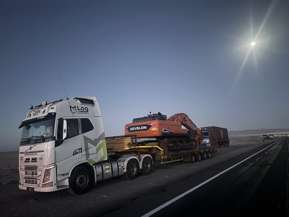Transporte de excavadora en carretera